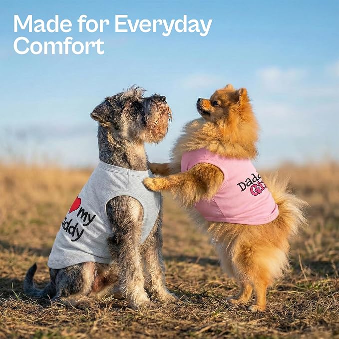 Parisian Pet 2 Pack Dog Shirts – 100% Cotton Shirts for Large Dogs – Sleeveless I Love My Daddy & Daddy’s Girl Dog Clothes – Breathable Summer Pet Apparel - Stretchy and Stylish T Shirts for Dogs