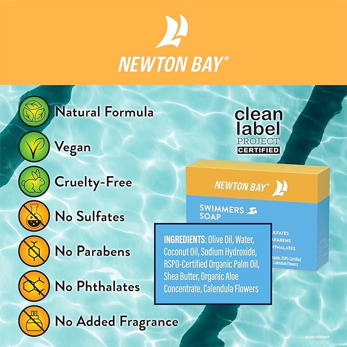 Swimmers Soap | All Natural Body and Face Wash Soap Bar | Gently Washes Away Chlorine After Swimming | Revitalizes Sensitive Skin | 5-Pack of 4 Ounce Soap Bars