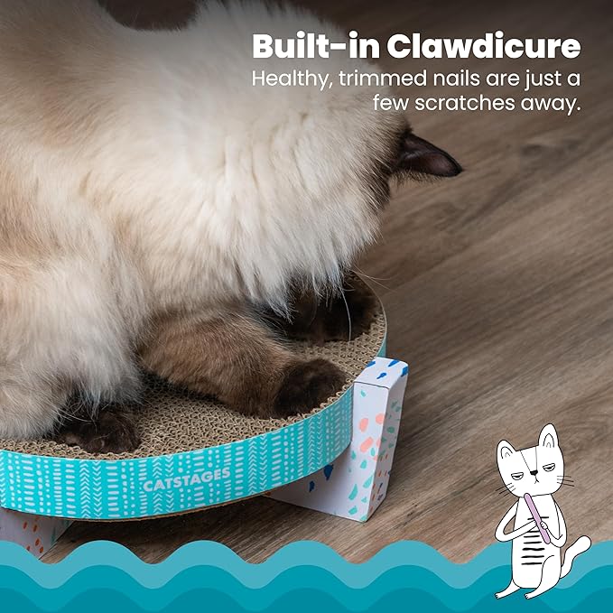 Catstages Scratch, Snuggle & Rest 2-in-1 Cat Scratcher & Lounger, 13.4" | Corrugated Scratching Pad & Elevated Bowl-Shaped Lounger, Contours to Cat's Body, Catnip Included, Indoor Cats & Kittens