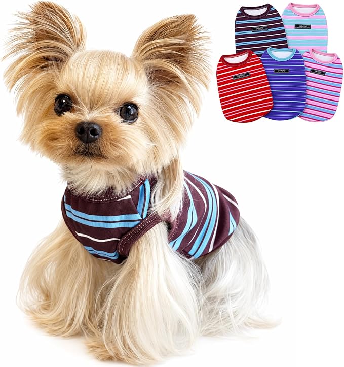 Soft Striped Dog Shirt, Cozy Warm pet Vest for Small Medium Dogs, Classic Puppy cat Clothes for Indoor Outdoor Outfits