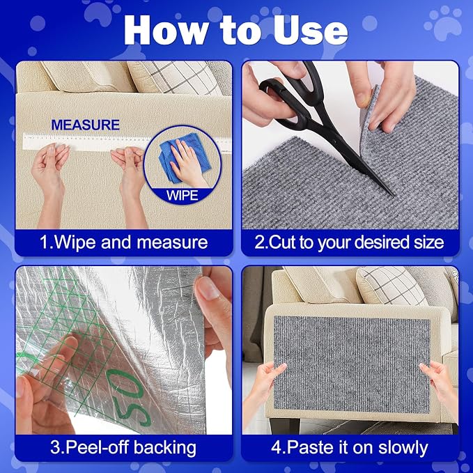 ENONCI 23.6x15.8 Cat Scratcher Mat, Self-Adhesive Cat Scratch Furniture Protector