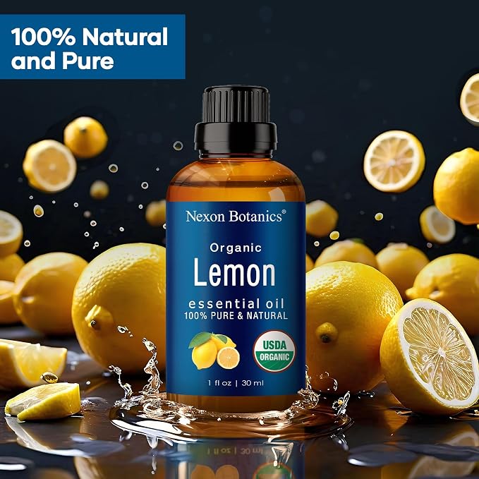 Organic Lemon Essential Oil 30 ml - Pure, Natural Oils for Aromatherapy, Diffusers, DIY, Candle and Soap Making Scent - Nexon Botanics