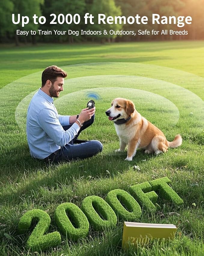 Dog Shock Collar with Remote Control for Dogs 10–120lbs, IPX7 Waterproof Dog Training Collar with Security Lock, 4 Safe Training Modes, Rechargeable Long Battery Life for Small Medium Large Dogs Black