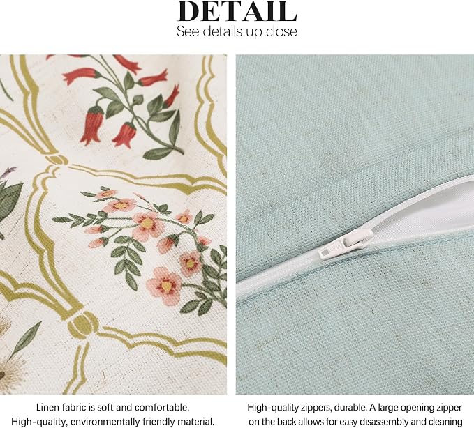 Designer Vintage Linen Throw Pillow Cover,28"x12"-Serenity B | French Elegant Rectangle Decor Pillow Cover,Concealed Zipper Design,Colorful Floral Pattern,Sofa,Bedroom,Living Room,Chair