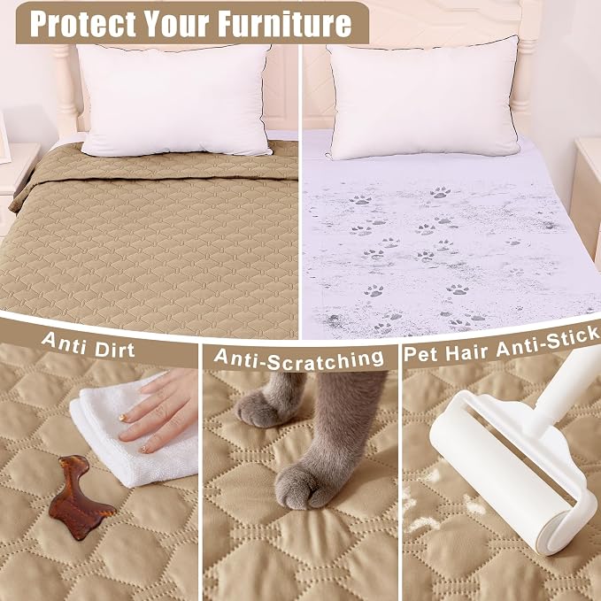 Smiry Waterproof Dog Bed Cover Blanket, Reversible Pet Blanket | Soft Reversible, Washable Leakproof Cats Dogs Couch Cover for Sofa, Couch, Furniture (82x82 Inch)