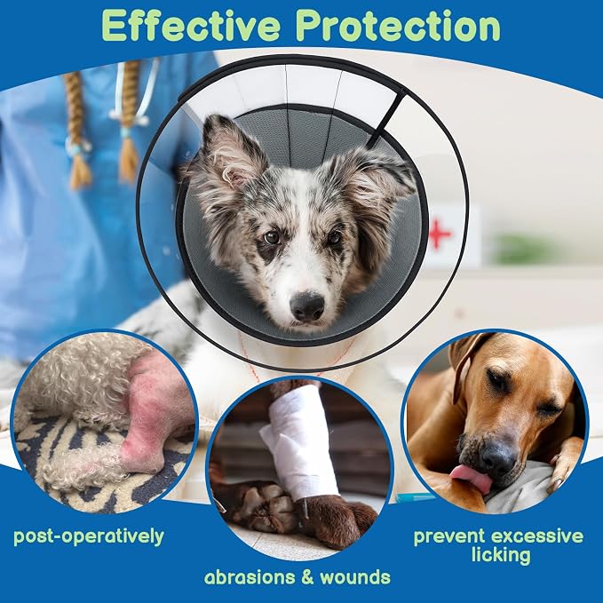 BARKLESS Transparent Dog Cone to Stop Licking Wounds, Soft E Collar, XXL
