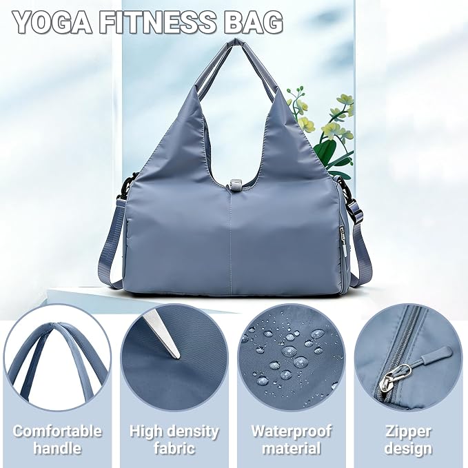 Yoga Mat Gym Bag, Large Capacity Nylon Outdoor Sports Travel Carry Bag, with Yoga Mat Holder Water Resistant Workout Bag for Travel Workout Daily，Unisex