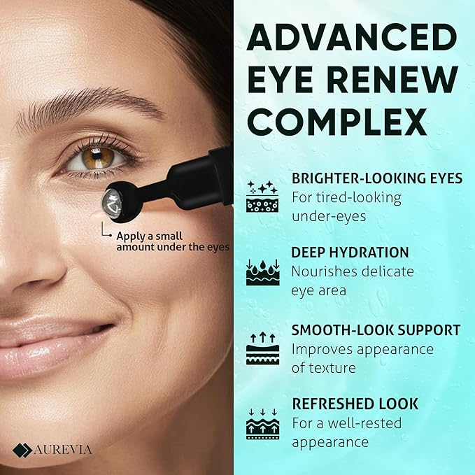 Bakuchiol, Caffeine Under Eye Milky Serum for Dark Circles, Puffiness & Fine Lines with Peptides & Ectoin - Brightening & Hydrating Lightweight Plant-Based Vegan Eye Cream 15ml