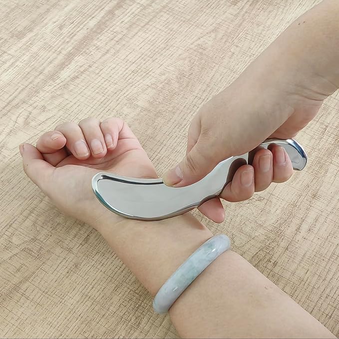 BYYDDIY 4 in 1 Stainless Steel Dual Head Facial Reflexology Tool & Facial Tool Set, Muscle Scraper Tool for Face,Tighten Skin Massage, Guasha Beauty Tool for Body Eyes (s-4in1)