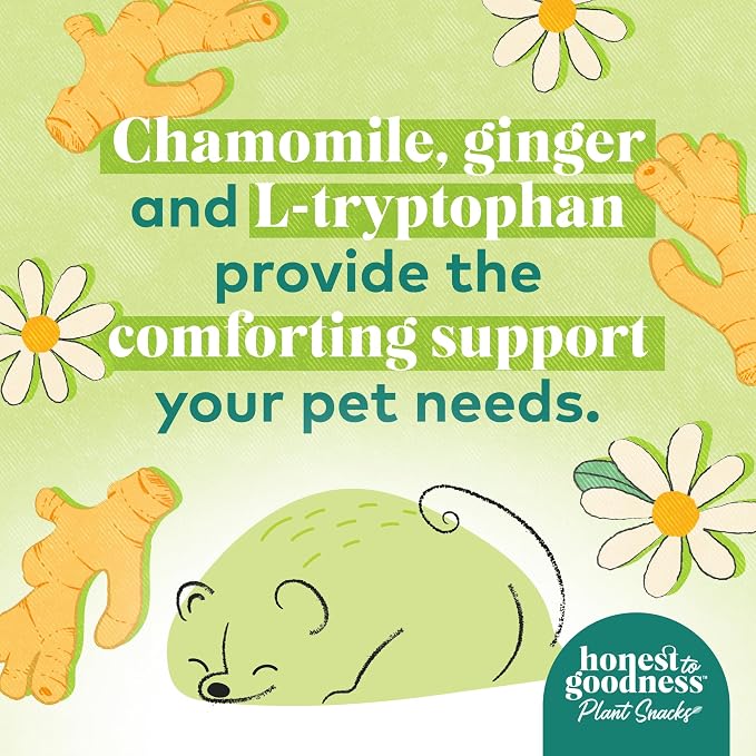 Honest to Goodness Plant Snacks Chamomile & Ginger Dog Treats, 8 oz | Crunchy, Plant-Based, Good Vibes Comforting Support, Enriched with Omega 3 Fatty Acids, Fortified with Postbiotics, USA Made