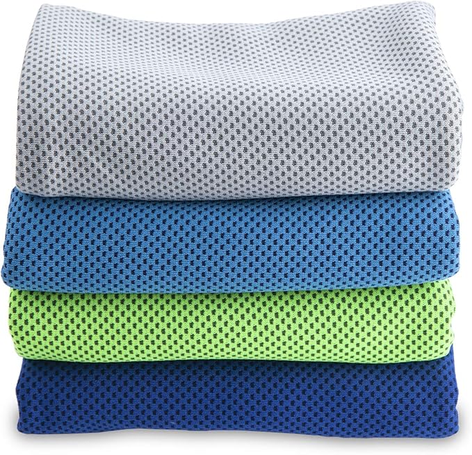 Cooling Towels (4 Pack) 40"x12" - Ice Towel for Neck & Face, Soft Microfiber Chilly Towel, Instant Cooling Relief for Sports, Gym, Yoga, Running, Golf, Camping & Outdoor Activities