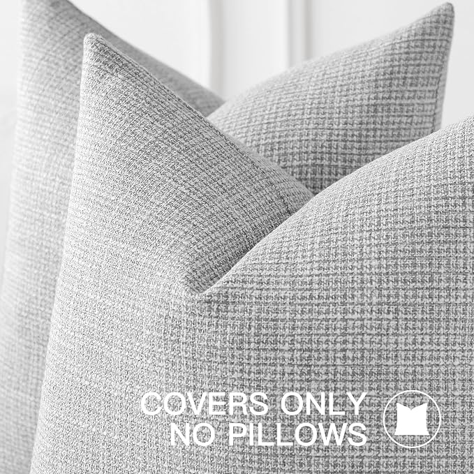 OTOSTAR Linen Throw Pillow Cover Set of 1 Decorative Lumbar Pillowcases Cushion Covers 12x20 Inch for Home Decor Sofa Bedroom Car 30 x 50CM Light Grey