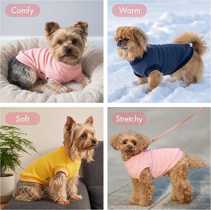 1 Pack Dog Shirt for Small Supplies Functional Waffle Dog Clothes Warm Soft Sweatshirt Outfit for Dogs Cats Pet Apparel