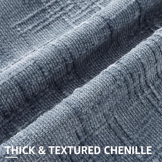 decorUhome Textured Chenille Throw Pillow Covers 26x26 Set of 2 Grey Blue | Fall Modern Farmhouse Soft Cozy Slubby Couch Pillow Cases Boho Decorative Pillow Cases for Bed Sofa Living Room Home Decor