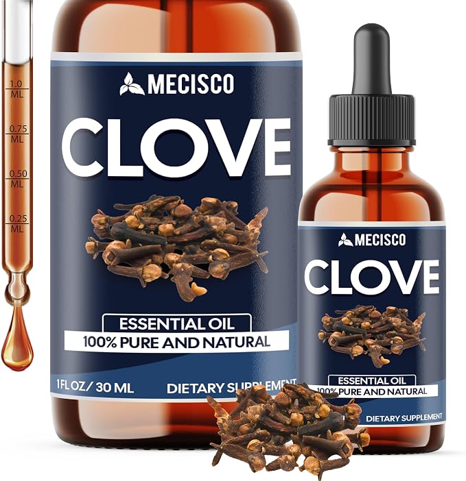 Mecisco Clove Essential Oil Supplement – for Toothache, Oral Care, Skin & Hair – Clove Oil Organic – 1 FL Oz - 30 ml