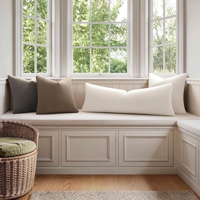 Throw Pillow Covers Lumbar 14x36 Inch Velvet Pillow Covers, Soft Decorative White Pack of 1 Long Pillow Case for Couch Cushion Chair Sofa Bed Living Room, Home Boho Decor