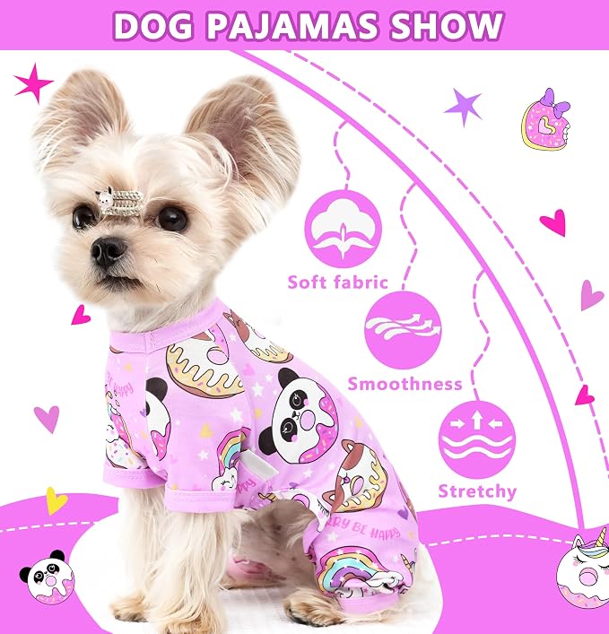 Dog Pajamas Summer Dog Clothes for Small Medium Dogs Boy Girl Doggy Pjs Cute Doggie Onesie Breathable Puppy Clothes Soft Stretchy Cat Pet Outfit (Purple, Large)