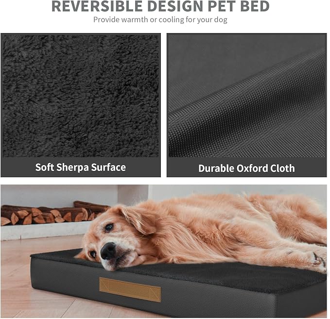 Outdoor Waterproof Orthopedic Dog Bed for Large Dogs | Egg Crate Foam for Joint Support, TPU Waterproof Layer, Machine Washable 1680D Oxford Cover, 36 x 27 Inch, Up to 65 lbs