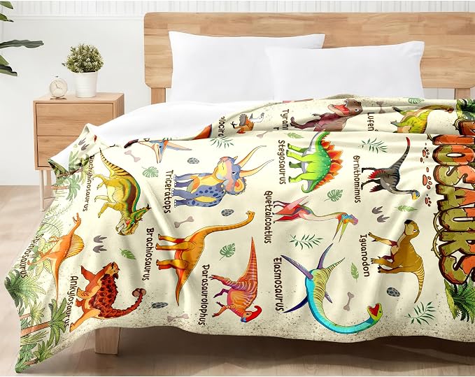 Dinosaur Blanket Gifts for Dinosaurs Lovers Soft Flannel Dinosaur Throw Blanket Bedding Decor 50"x40"