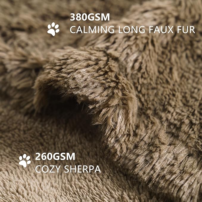 gogobunny Waterproof Dog Blanket for Couch & Furniture Protection - Super Soft Reversible Throw for Large Dogs & Cats, Calming Washable Fur & Sherpa Pet Blanket (25x35 Inch, Stone)