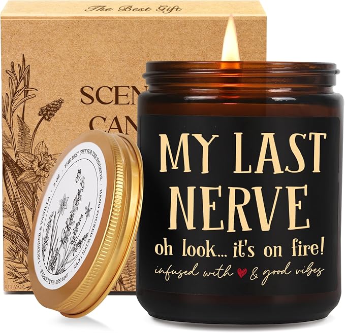 Funny Candle Gifts for Women, My Last Nerve Oh Look Its on Fire Candle, Unique Birthday Christmas Candles Gift for Wife Sister Girlfriend, Friendship Stress Relief Candles Gift for Bestie Coworker102