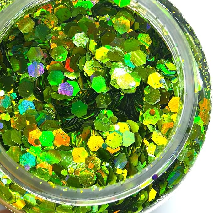 Grass - Light Green - Craft Glitter - 2oz Glitter Shaker Bright Colorful Holographic Mix Chunky Body Glitter Bulk Wholesale 24 Colors in Shaker Cosmetic Glitter - EBLB601