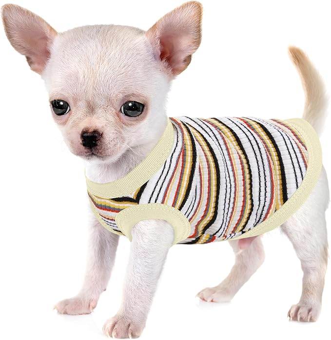 Elevate Your Pet's Comfort and Fashion: Premium 100% Cotton Rib Dog Shirt Vest for Small Breeds Like Chihuahuas, Yorkies, and Puppies .Year-Round Style with Tank-Style Puppy Attire White Small