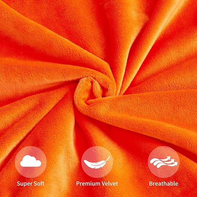 Fall Orange Throw Pillow Covers Decorative Velvet Set of 2 16x16 Inch Pillow Covers, Soft Burnt Orange Pillowcases for Couch Sofa Bed Living Room, Farmhouse Boho Decor, Accent Cushion Covers