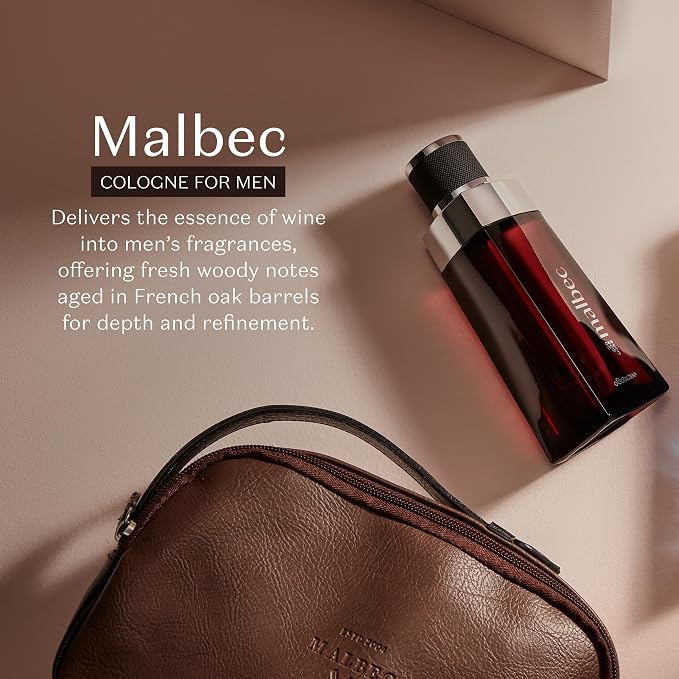Malbec Classic Eau de Toilette By O Boticario, Cologne For Men, Long-Lasting Fragrances, French Oak Barrel-Aged Red Wine & Woody Amber Perfume Scent, 3.4 Ounce