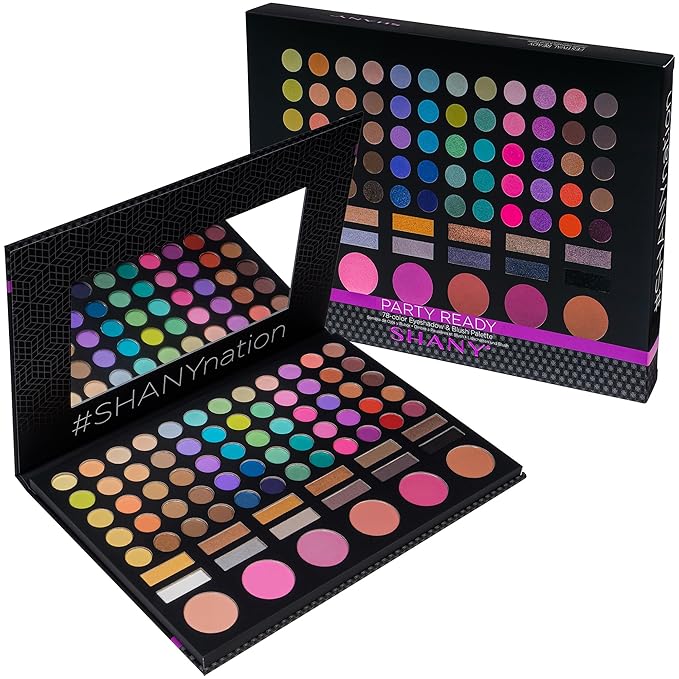 SHANY 78 Color Highly Pigmented Eye Face Makeup Palette - Blendable Eye shadows, Makeup Blush and Face powder Makeup Kit - Matte Shimmer - PARTY READY