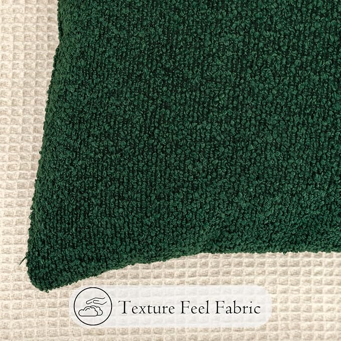 JoraLion 20x54 inch Neutral Boucle Body Pillow Cover, Forest Green Long Pillow Cover Cozy Soft Cushion Case for Couch Sofa Bed Living Room Home Decor, Pack of 1 (Cover Only)