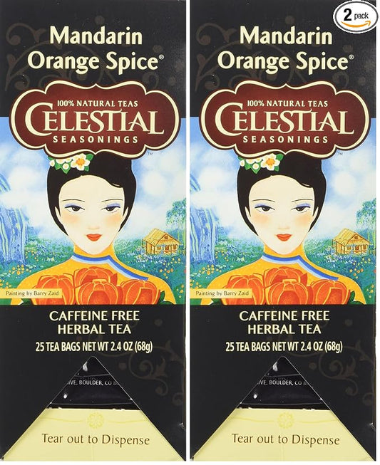 Celestial Seasonings Mandarin Orange Spice Herbal Tea 25 Tea Bags (Pack of 2)