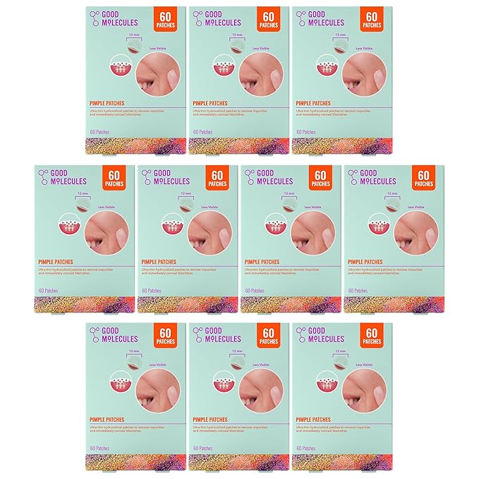 Good Molecules Pimple Patches Pack of 10 – 600 Patches (60×10) | Ultra-Thin Hydrocolloid Patches for Concealing Blemishes & Spots