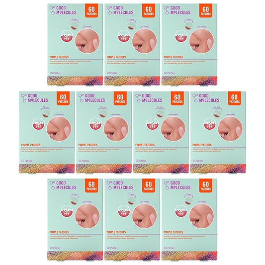 Good Molecules Pimple Patches Pack of 10 – 600 Patches (60×10) | Ultra-Thin Hydrocolloid Patches for Concealing Blemishes & Spots