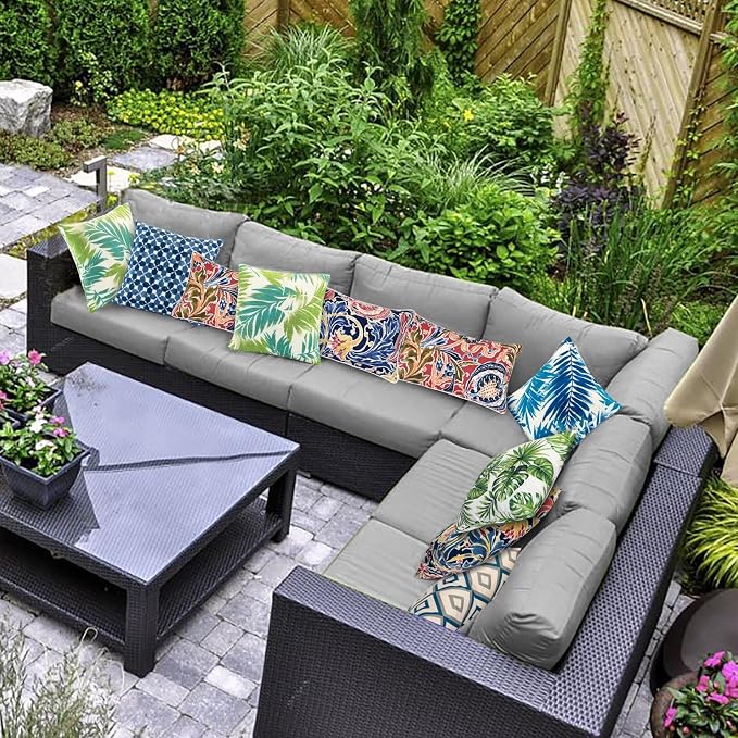JMGBird Red Outdoor Pillows Covers Outdoor Throw Pillowcases | 12x20 Outdoor Pillow Covers with 2 Color Combinations Waterproof Outdoor Pillows for furniture