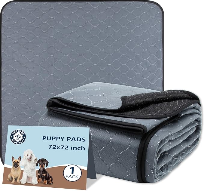 Bunlitent Washable Pee Pads for Dogs 72x72, Reusable Puppy Pad, Grey, 1Pack | Reusable, Quick Dry, Fast Absorbent, Waterproof, Anti-Slip, Whelping & Potty Pads, For Dog Playpen, Crate, Car