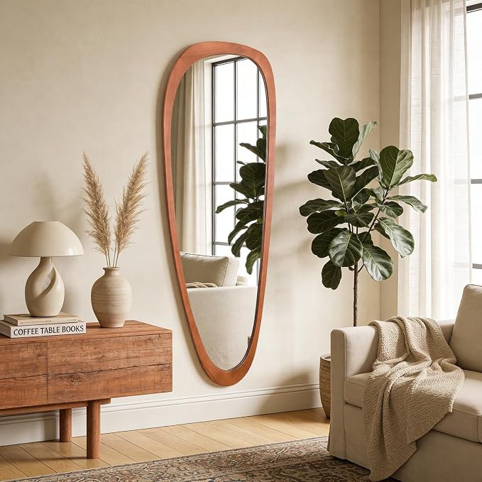 Asymmetrical Mirror, Irregular Mirror Full Length, Boho Wall Mirrors Decorative for Bedroom Living Room Entryway Hall, Mid Century Modern Decor 60" H x 22" W