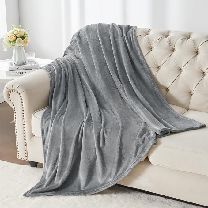 BEDELITE Fleece Blanket Soft Plush Throw for Couch Grey 50"x60" | Ultra Soft Fleece, Plush Microfiber, Lightweight Warmth, All Season Comfort, Fade Resistant, Machine Washable, Couch Sofa Bed