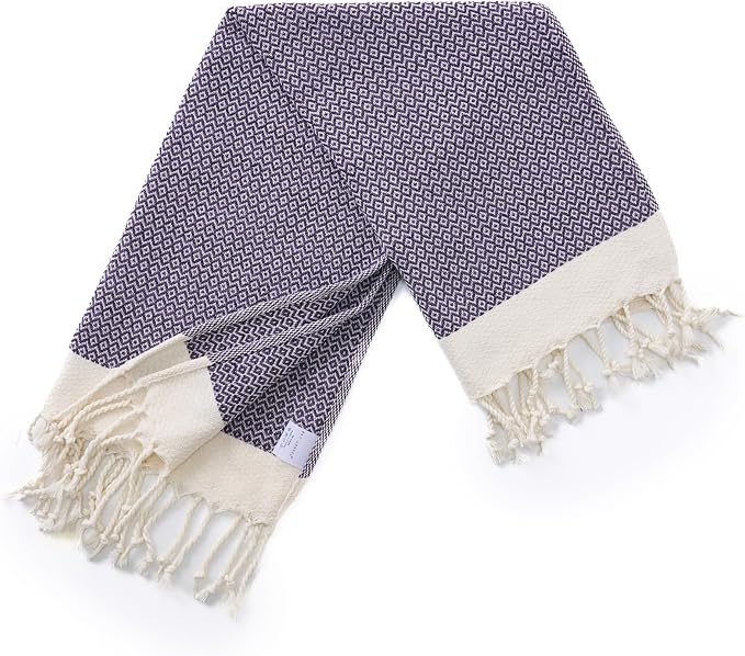 BAY LAUREL Turkish Hand Towel – Pack of 2 | Soft & Absorbent Decorative Towels for Bathroom, Hand, Face, Hair, Gym, Yoga, SPA, Kitchen & Tea | Boho Decor (Purple, Diamond 15x26 Inches (Set of 2)