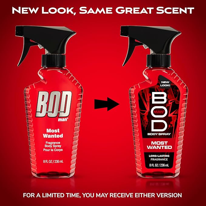 BOD man Fragrance Body Spray, Most Wanted, 8 fl oz (Pack of 2)