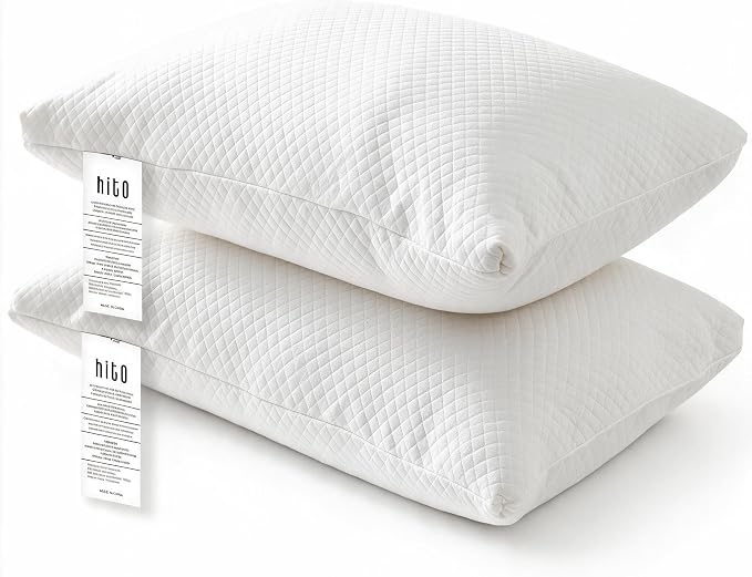 HITO Hotel Pillows Bed Pillows Standard Size Set of 2-100% Virgin Material Down Alternative Pillow - Soft Support for Back, Stomach, Side Sleepers