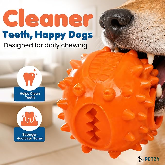 PETZY Dog Treat Dispenser Toy, Interactive Puzzle Feeder for Mental Stimulation, Enrichment Activity, Slow Feeding Game, Boredom Buster, Cognitive Training, Reward Ball for Puppies & Adult Pets