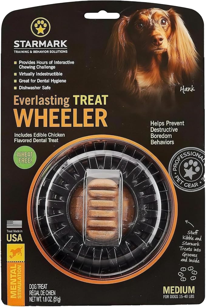 Starmark Everlasting Treat Wheeler Dog Chew Toy Small For Dogs under 15 pounds