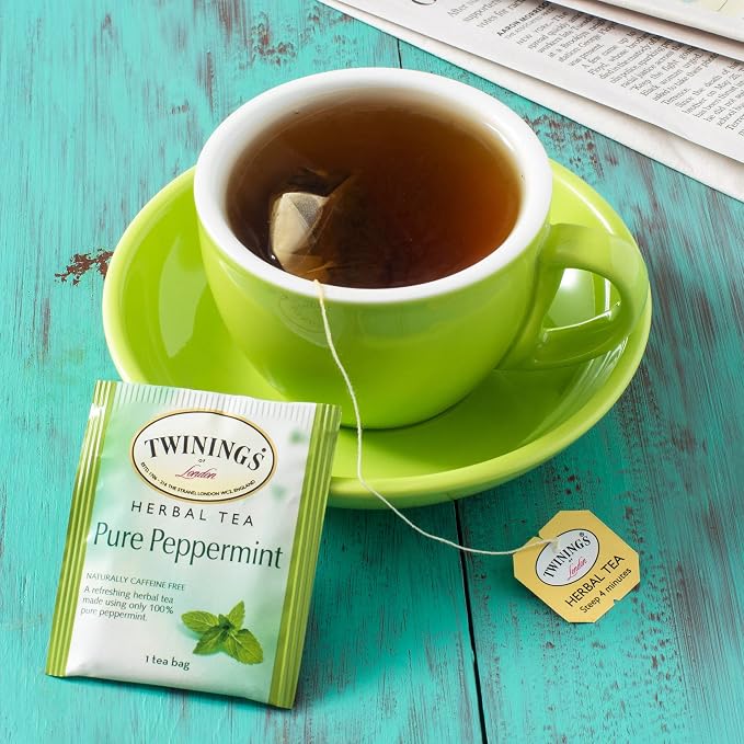 Twinings Herbal Tea Bags Variety 6-Pack – Naturally Caffeine-Free Teas, Peppermint, Red Rooibos, Lemon & Ginger & Camomile Varieties, 20 Count Each