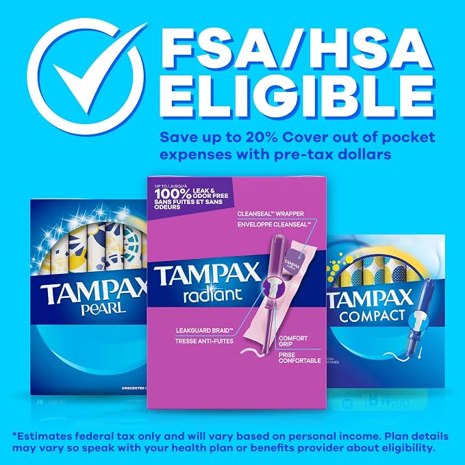 Tampax Compact Pearl Tampons for Women Multipack, with LeakGuard Braid & Extendable Applicator, Super/Super Plus Absorbency, Compact Extendable Applicator, Unscented, 30 Count