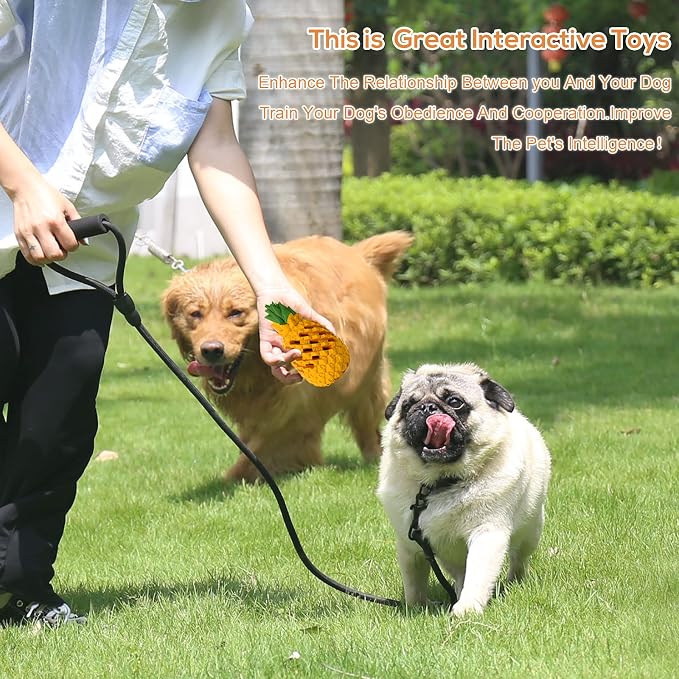 Indestructible Pineapple Dog Toy - Small Aggressive Chewers Training | Heavy Chew, Treat Dispenser, Power Chewer, Durable Puzzle, Tough Interactive, Easy Clean