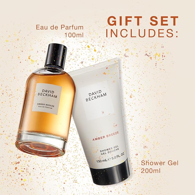David Beckham Amber Breeze Giftset, 3.3 fl oz Amber Breeze EDP + 5 fl oz Shower Gel, Notes of Bargamot, Lavender, and Wood, Men's Fragrance, Long Lasting, Everyday Fragrance