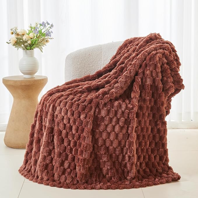 NEWCOSPLAY Fleece Clouds Cozy Twin Blanket for Couch, Coffee, 60"x80" | Premium Silky Flannel Blanket, Soft Lightweight Fluffy Throw Blanket for Bed Sofa Decor, Gift for All Season Use