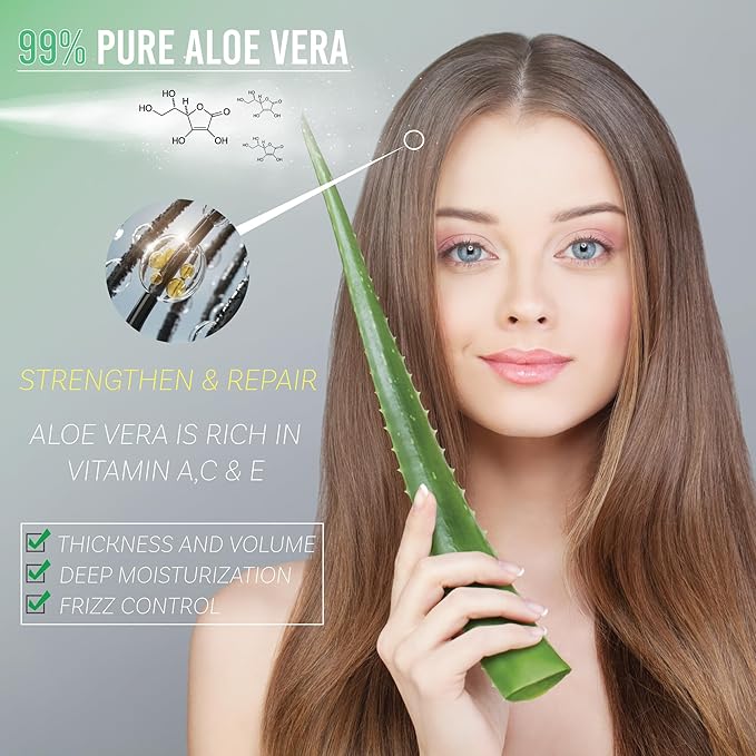 Green Leaf Naturals Aloe Vera Spray | 99% Cold-Pressed Aloe Vera Juice with Vitamin C, E & A | Hair, Skin, Facial Moisturizer, Sunburn Relief & After Sun Lotion 12oz