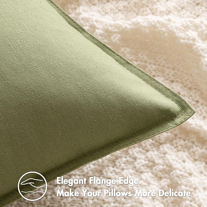 MIULEE Pack of 2 Decorative Linen Pillow Covers 20x20 Inch Sage Green | Boho Farmhouse Modern Accent Throw Pillows, Soft Neutral Cushion Covers, Home Decor for Sofa Couch Bed Living Room